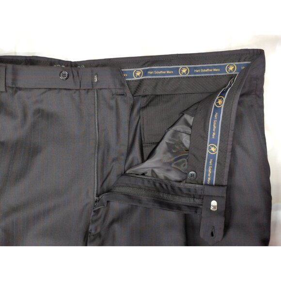 Hart Schaffner Marx Men’s 47x40 Black Pleated Pinstripe Dress Pants Unhemmed - Picture 6 of 10